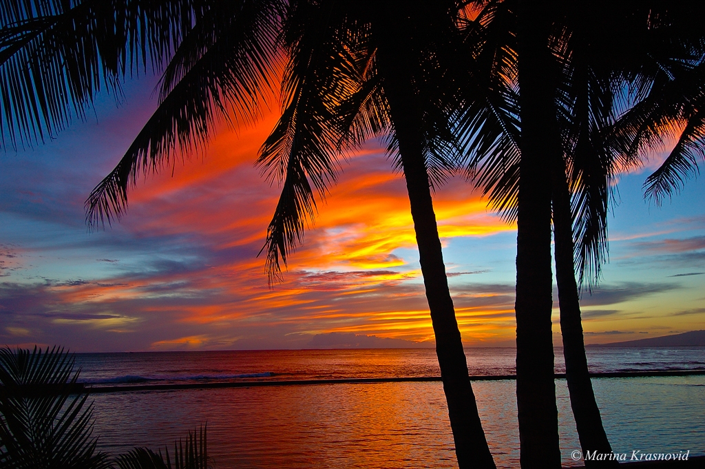 Vivid colors of Hawaiian sunset